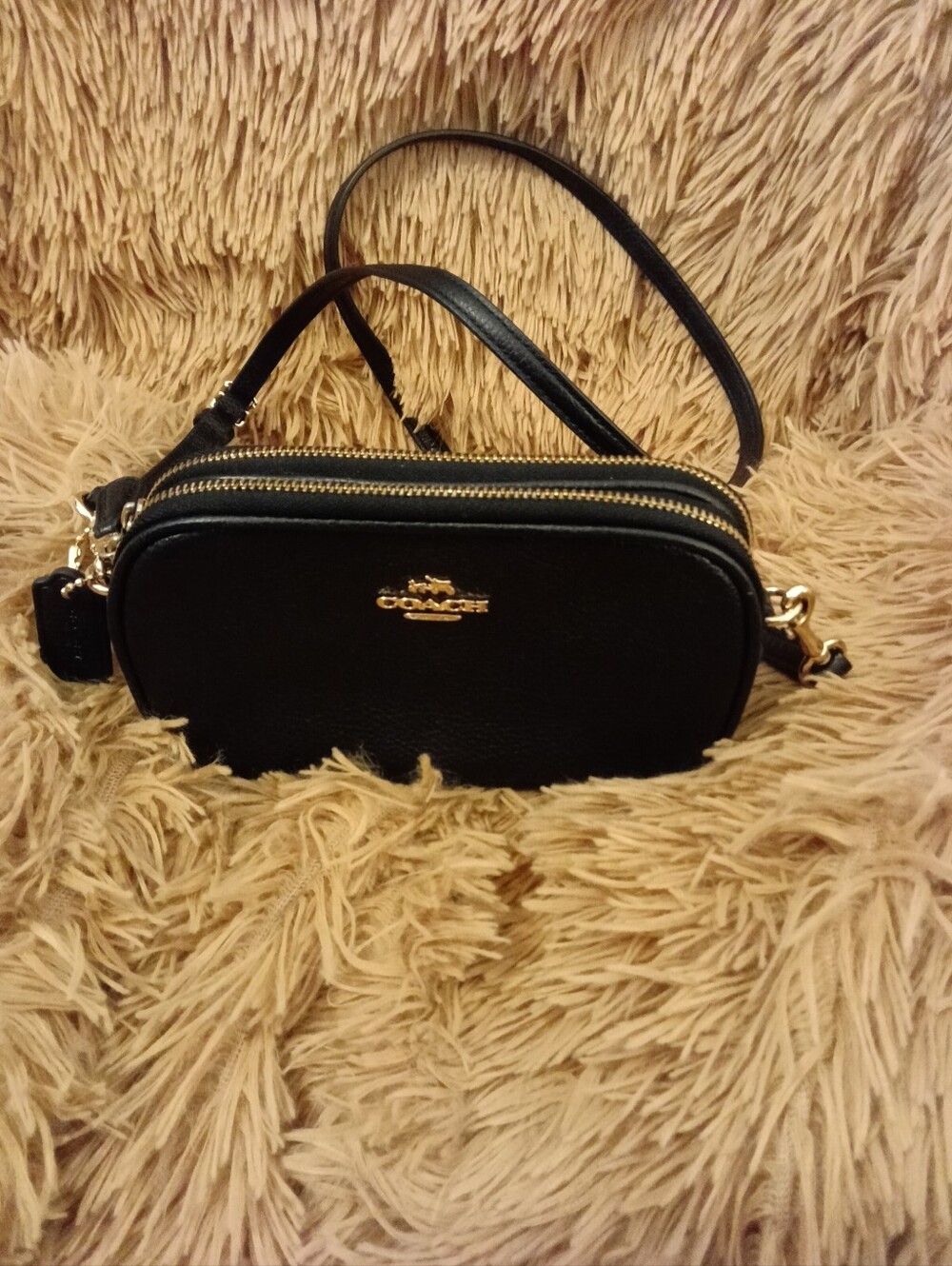 Coach Black Pebbled Leather Double-Zip Crossbody CREED-G15673-53034 NWOT